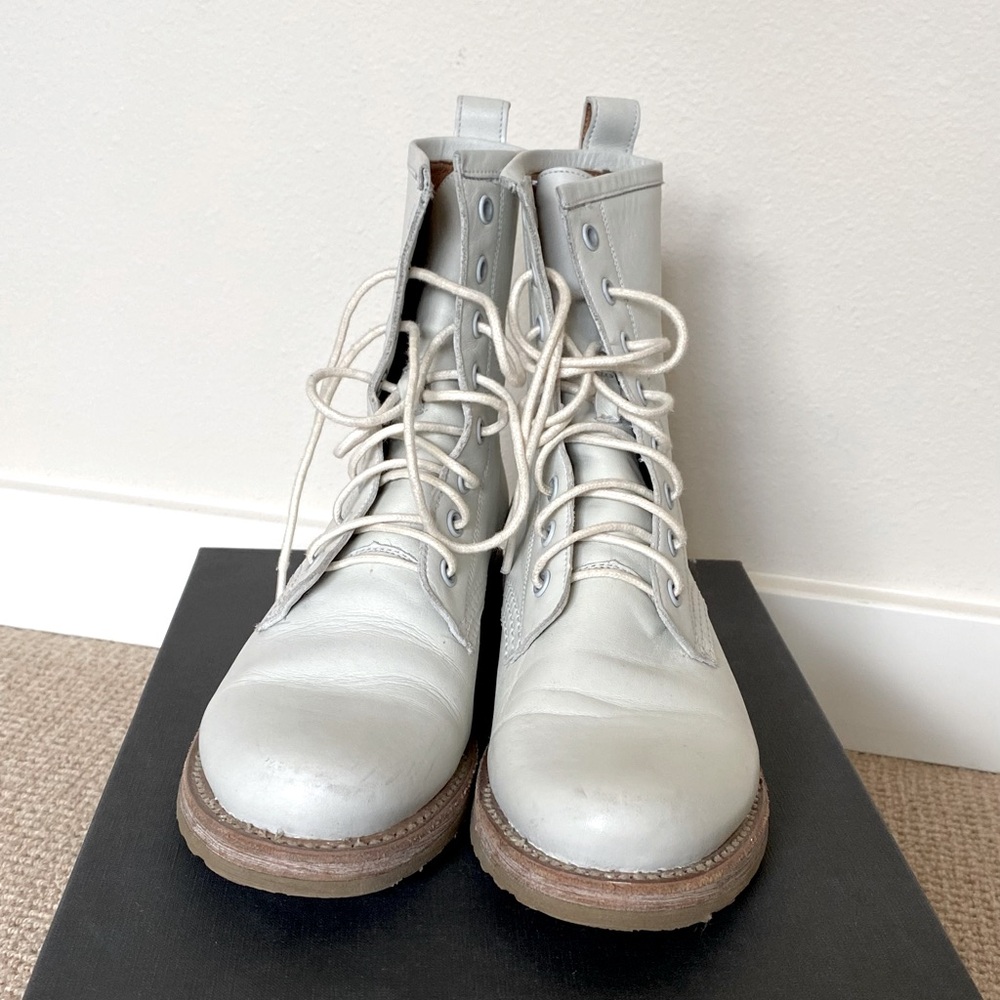 Frye Women's Light White Lace-Up Boots